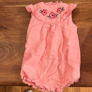 Janie and Jack Coral Floral Embroidered Baby Romper